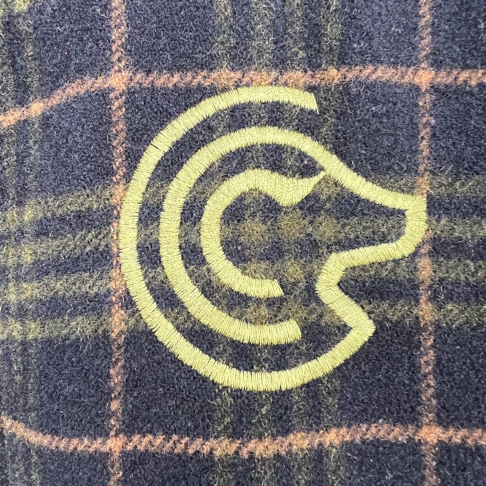 Vintage Collie Italian Lambs Wool Varsity Bomber Jacket Mens XL Navy Blue Plaid - Picture 4 of 11